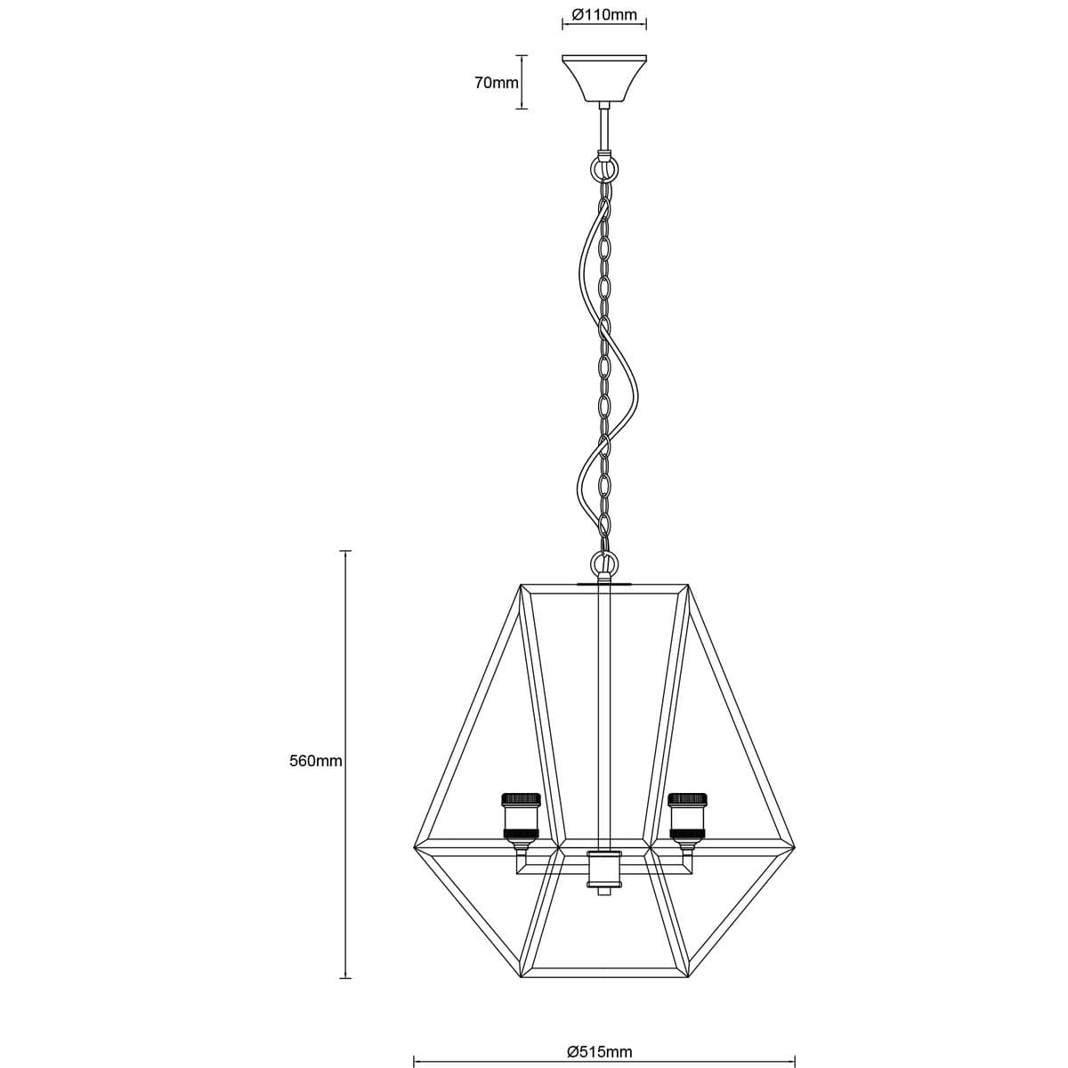 Vaille 4 Light Pendant in Oil Rubbed Bronze-img-2