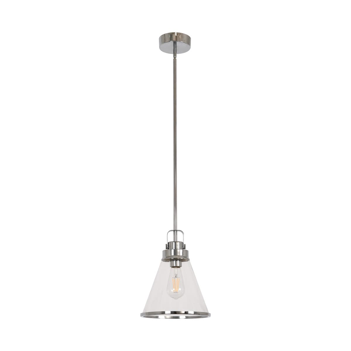 Coach 1 Light Pendant in Chrome with Clear Glass-img-1