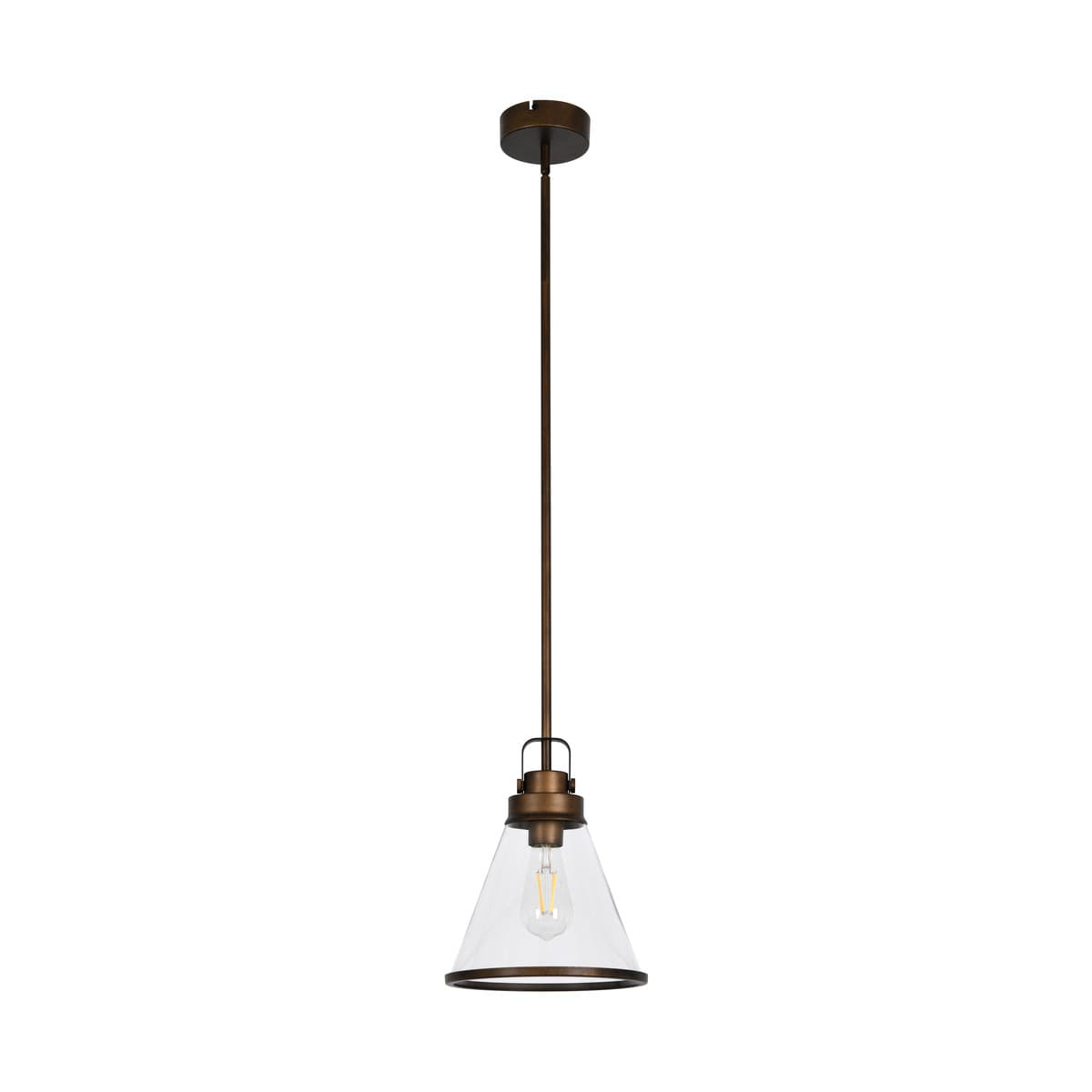 Coach 1 Light Pendant in Bronze with Clear Glass-img-1