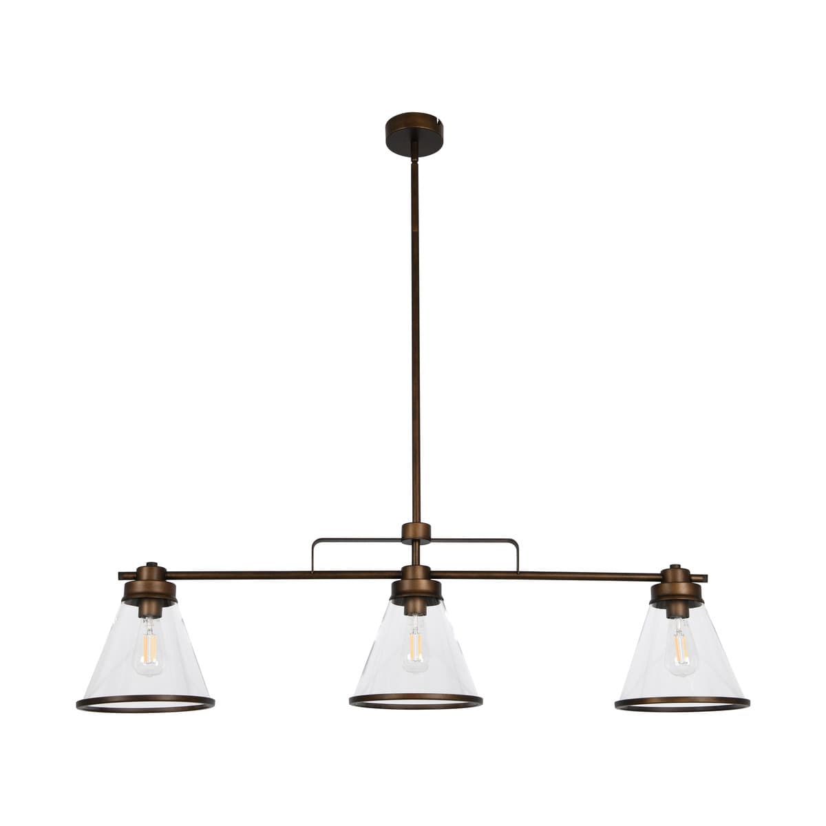 Coach 3 Light Bar Pendant in Bronze with Clear Glass-img-1