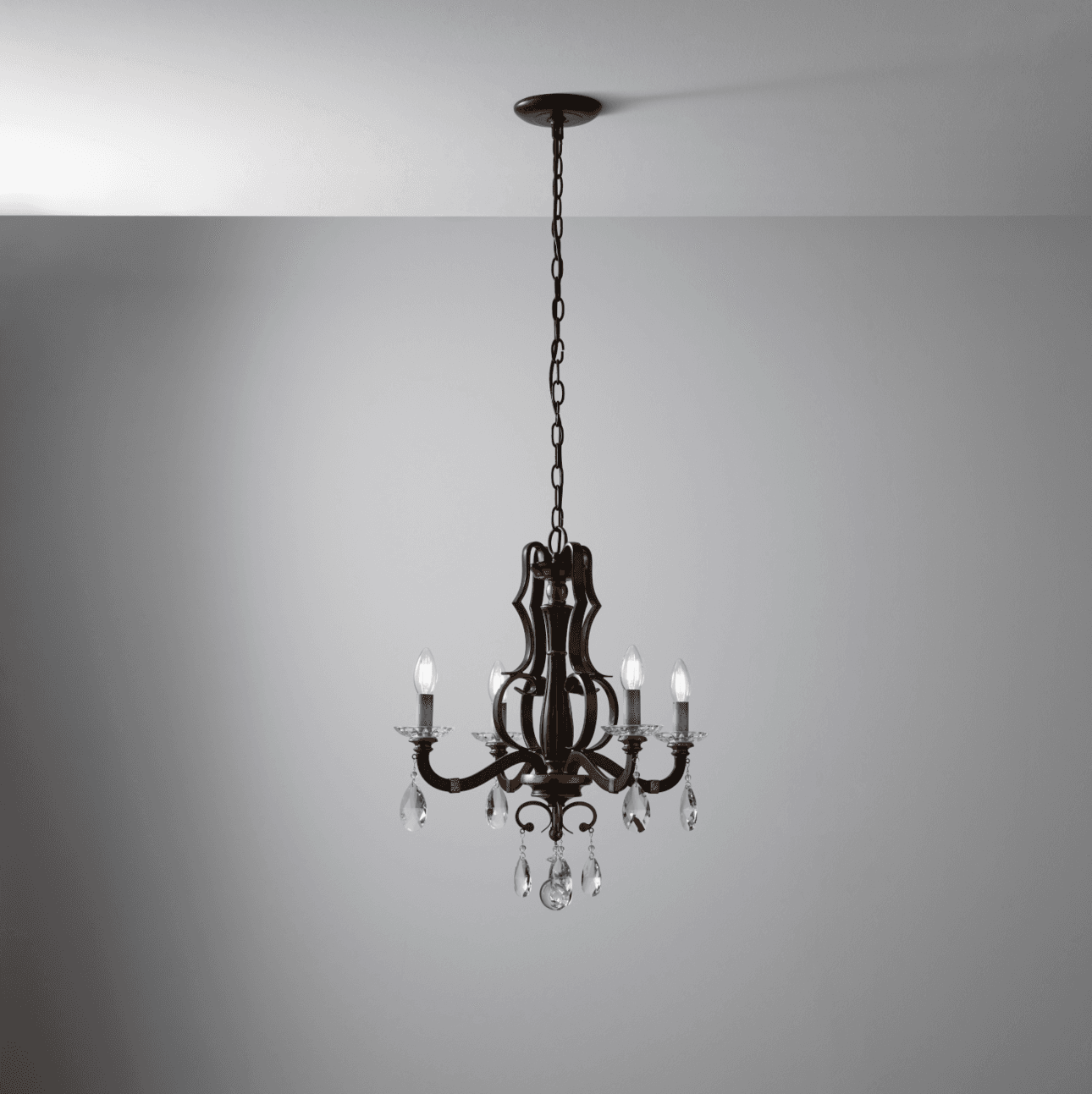 Florentino 4 Light Chandelier in Bronze & Gold Leaf