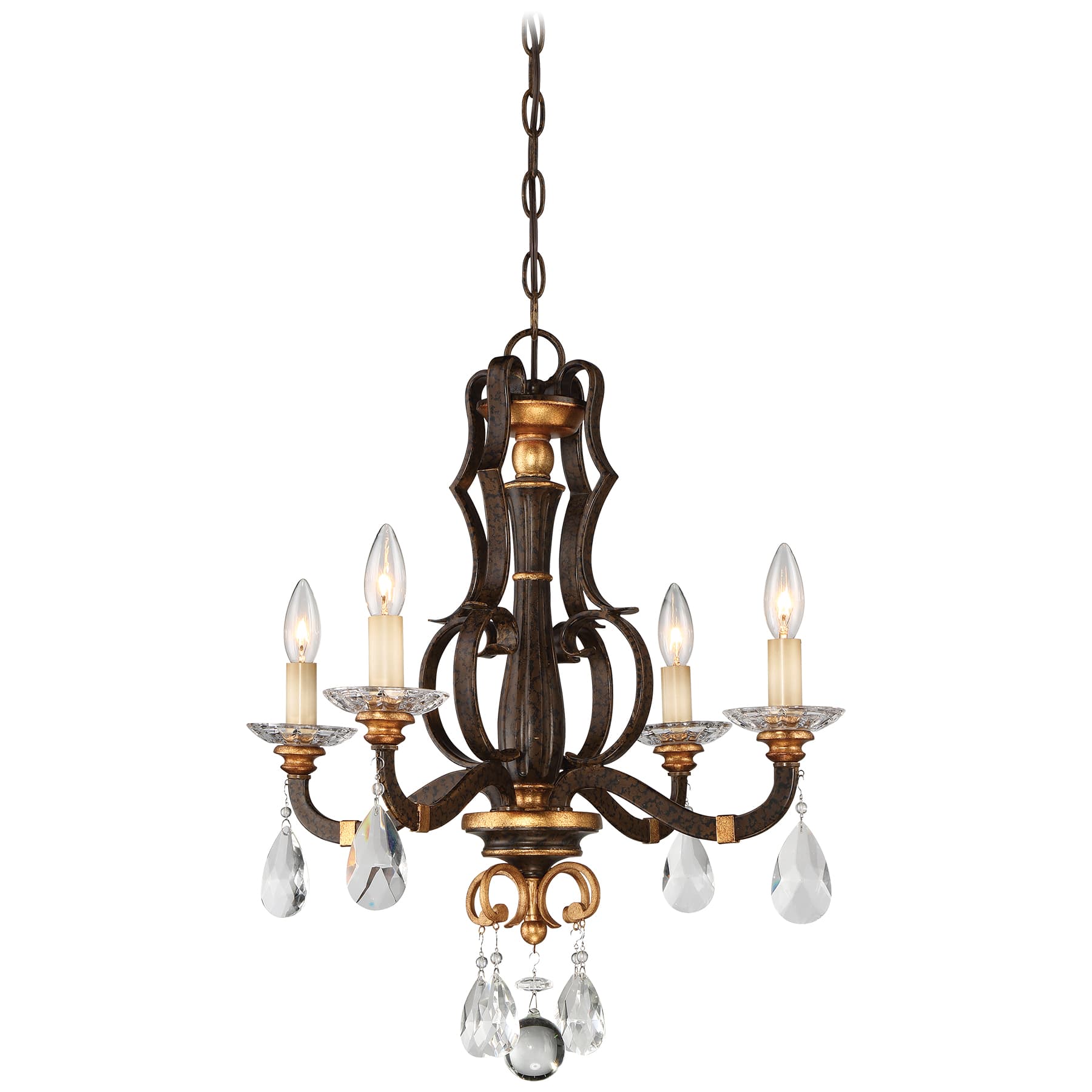 Florentino 4 Light Chandelier in Bronze & Gold Leaf