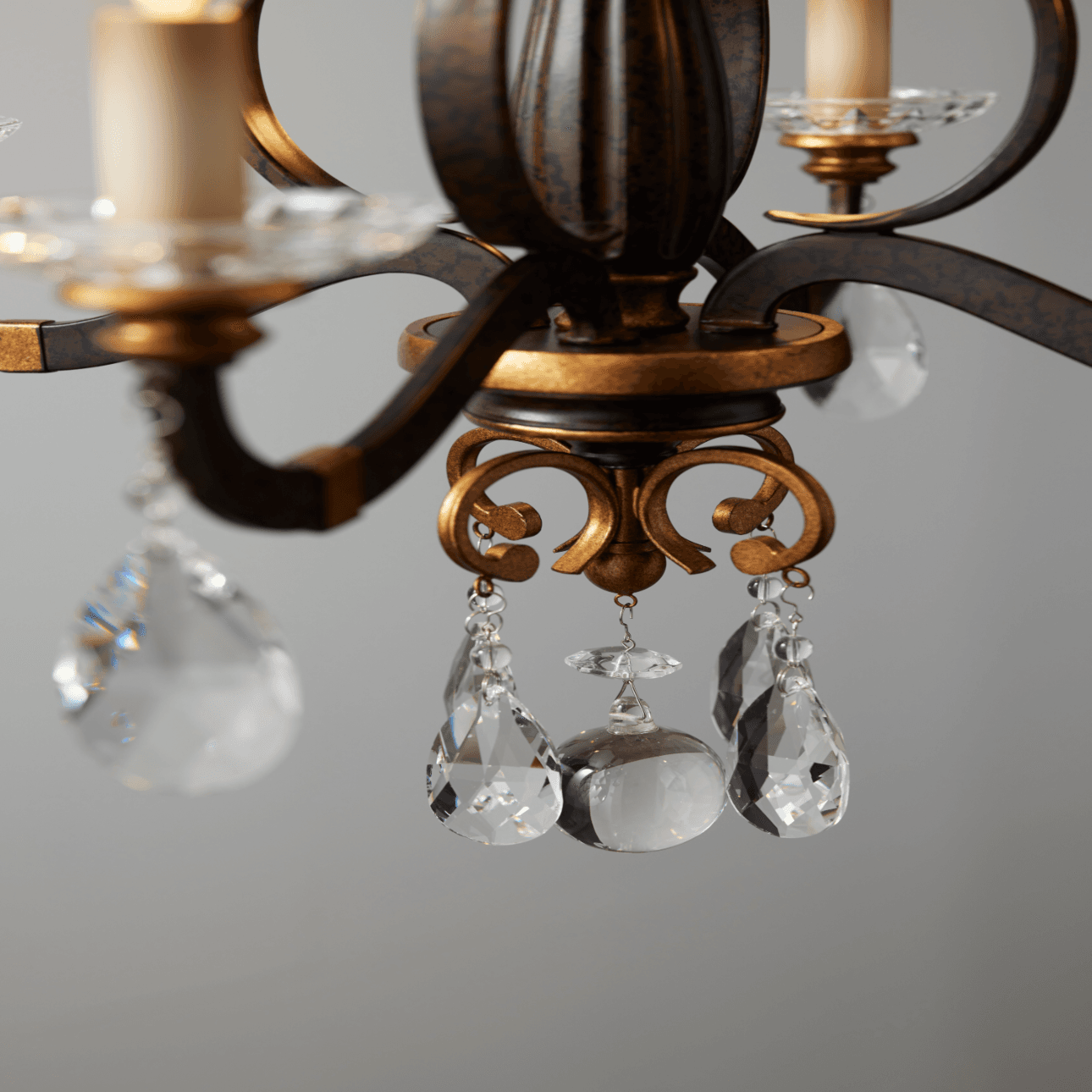 Florentino 4 Light Chandelier in Bronze & Gold Leaf