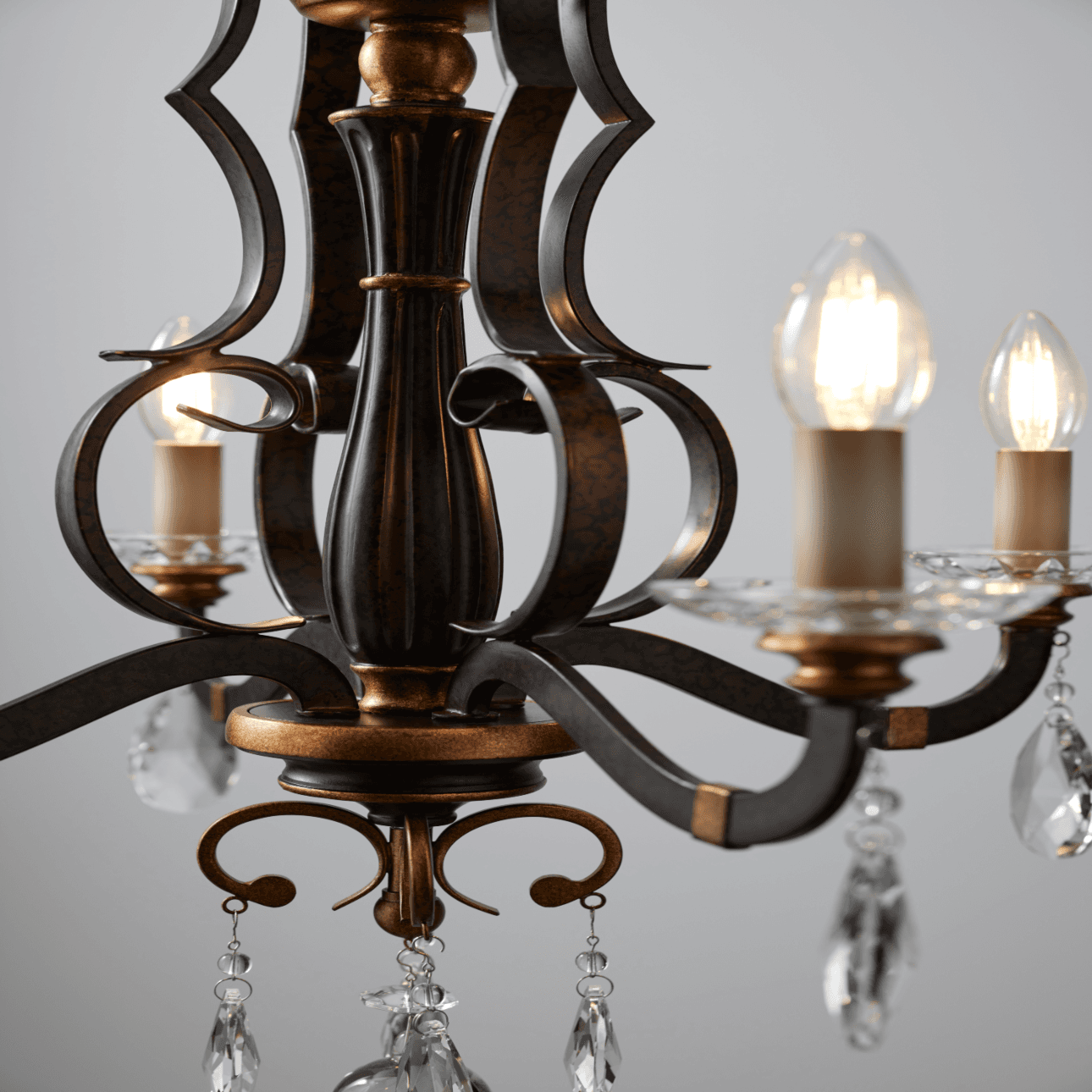 Florentino 4 Light Chandelier in Bronze & Gold Leaf