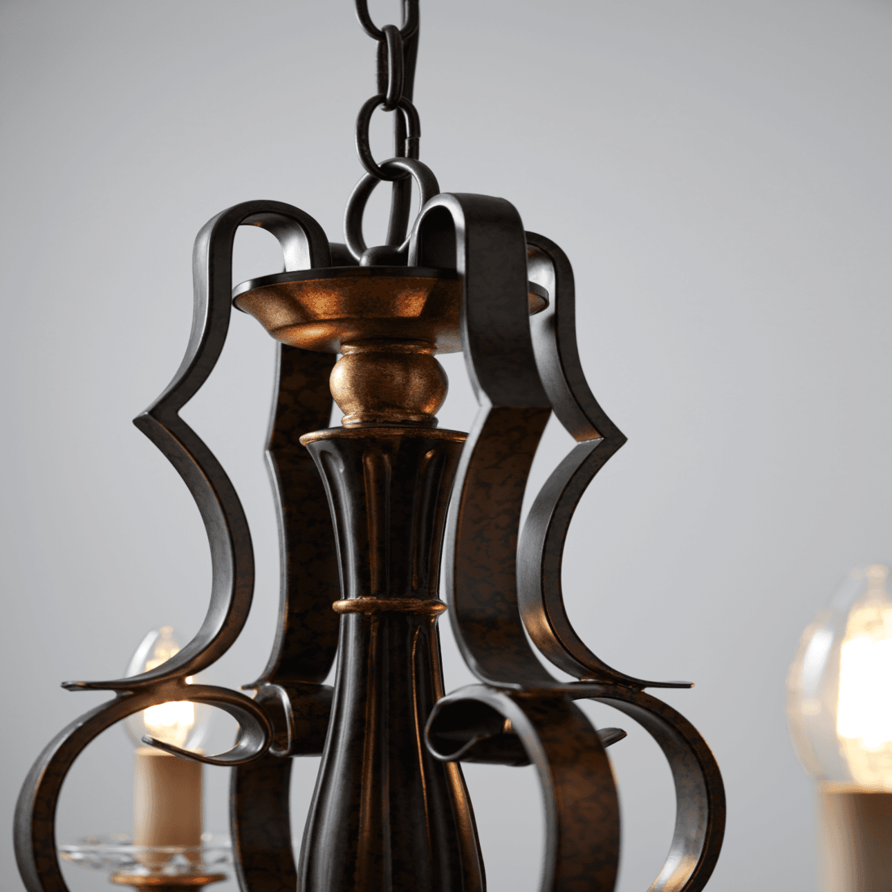 Florentino 4 Light Chandelier in Bronze & Gold Leaf