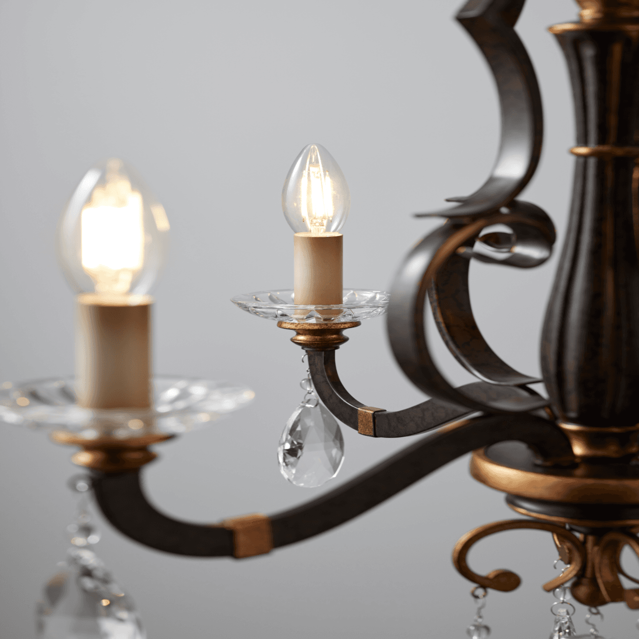 Florentino 4 Light Chandelier in Bronze & Gold Leaf