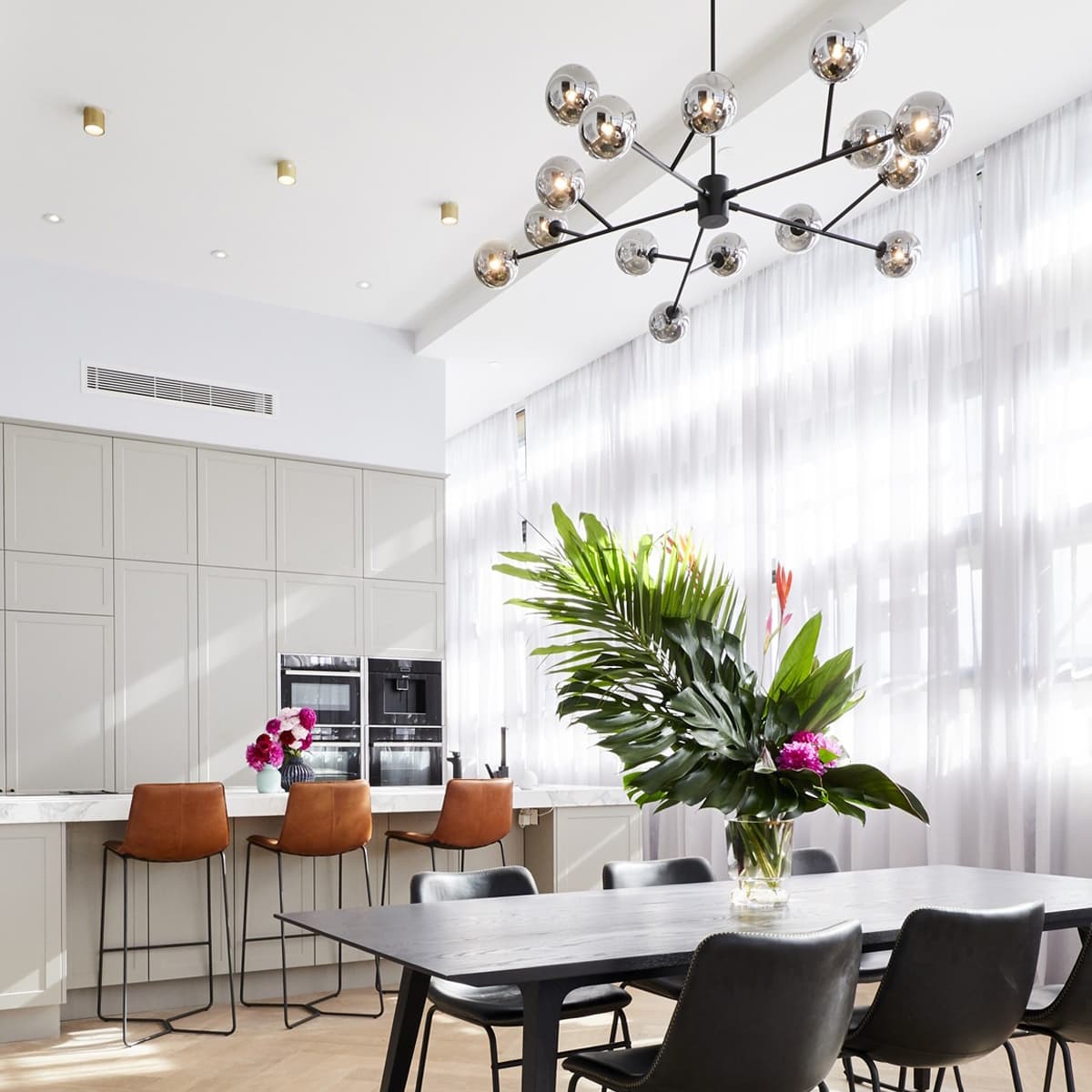 Orion 15 Light Pendant in Black with Smoke Glass-img-7