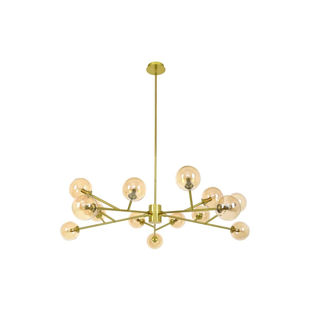 Orion 15 Light Pendant in Brass with Amber Glass-img-1