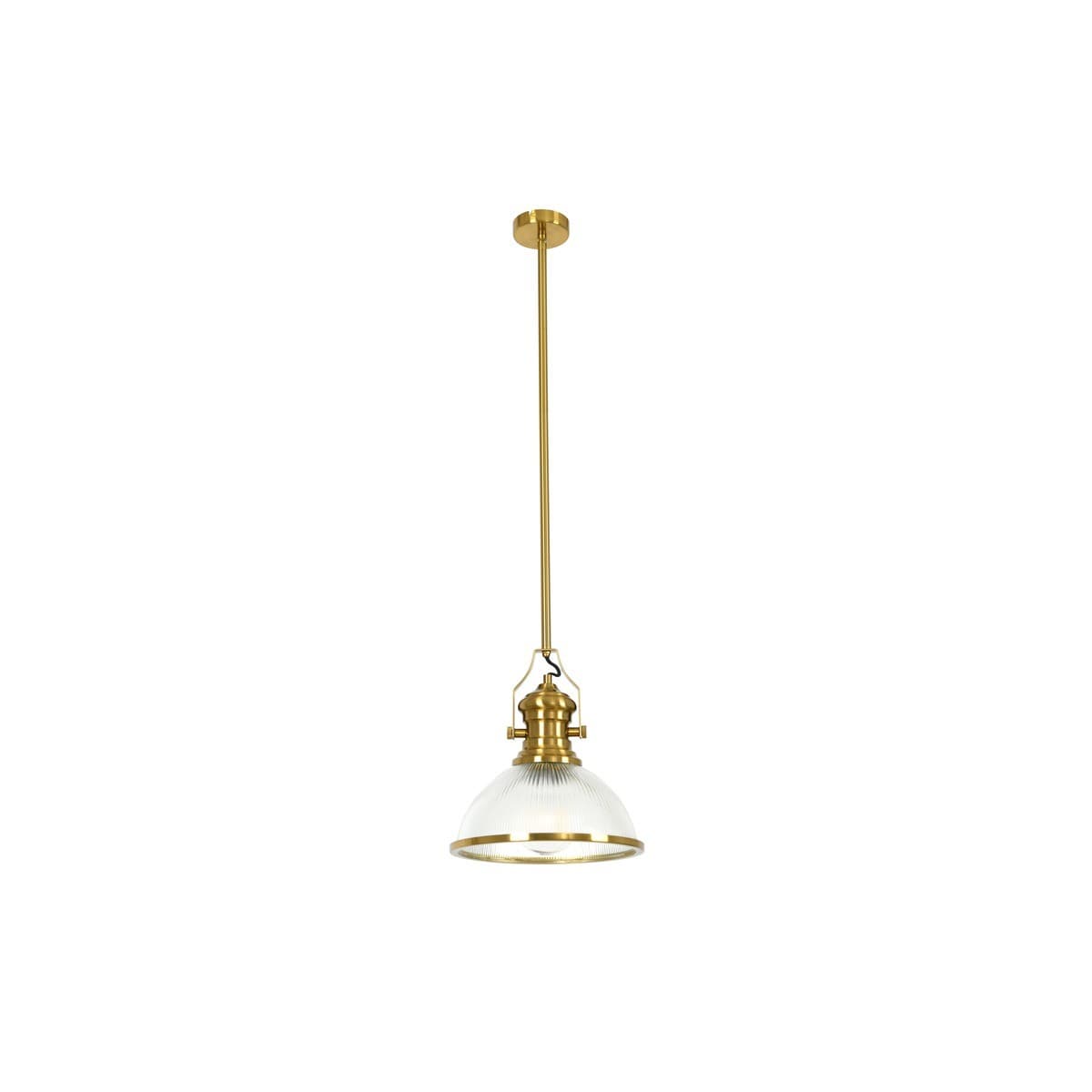 Alfred 1 Light Pendant in Aged Brass with Ribbed Clear Glass-img-1