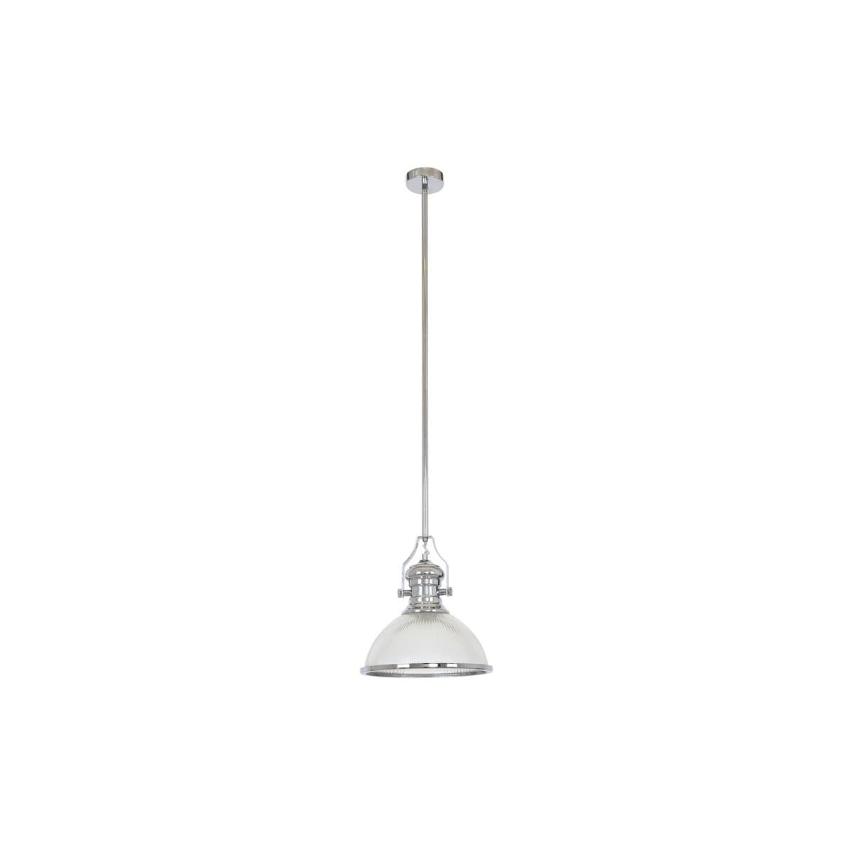 Alfred 1 Light Pendant in Chrome with Ribbed Clear Glass