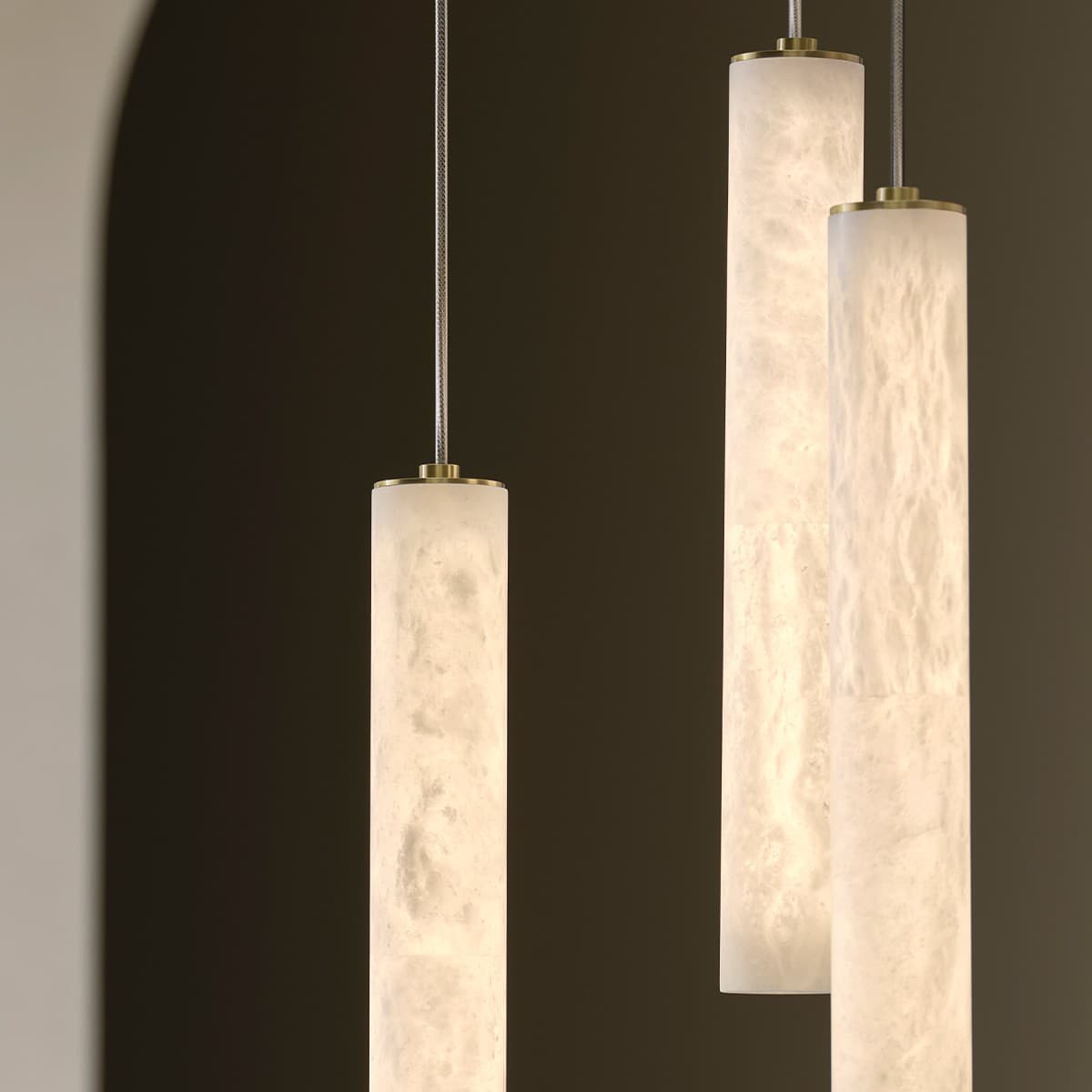 Made by Mayfair Panama Drop Pendant in Spanish Alabaster with Solid Brass Details-img-3