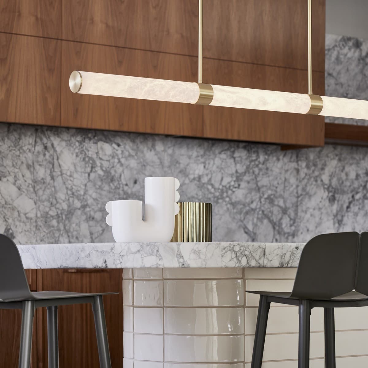Made by Mayfair Luella 1.5m LED Colour-Shifting Pendant in Solid Brass with Spanish Alabaster-img-2