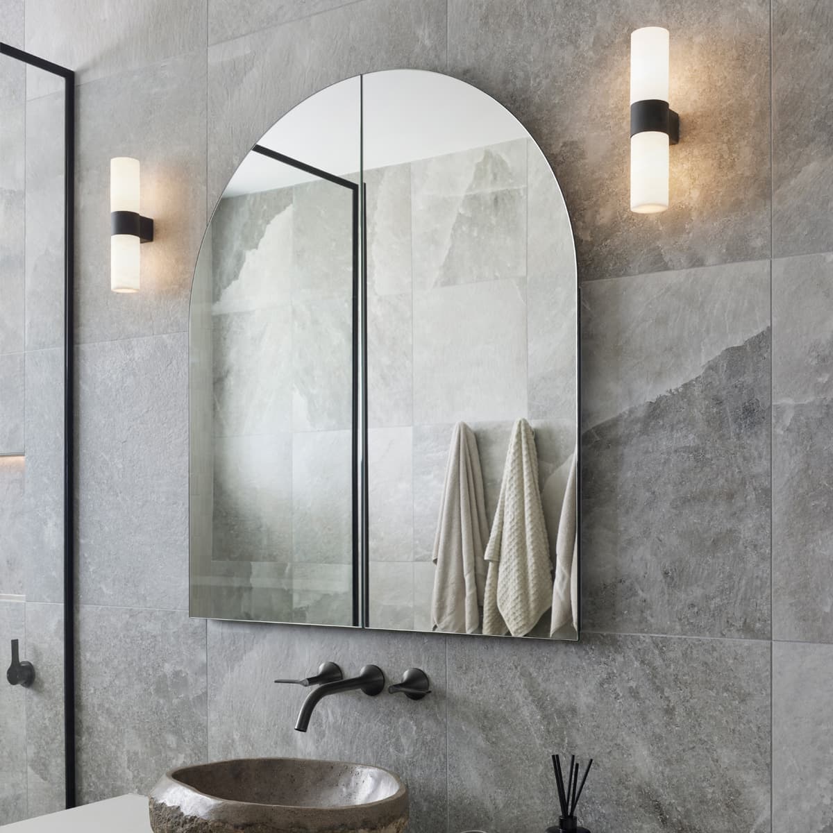 Made by Mayfair Luella 2 Light Wall Bracket in Matte Black with Spanish Alabaster-img-4