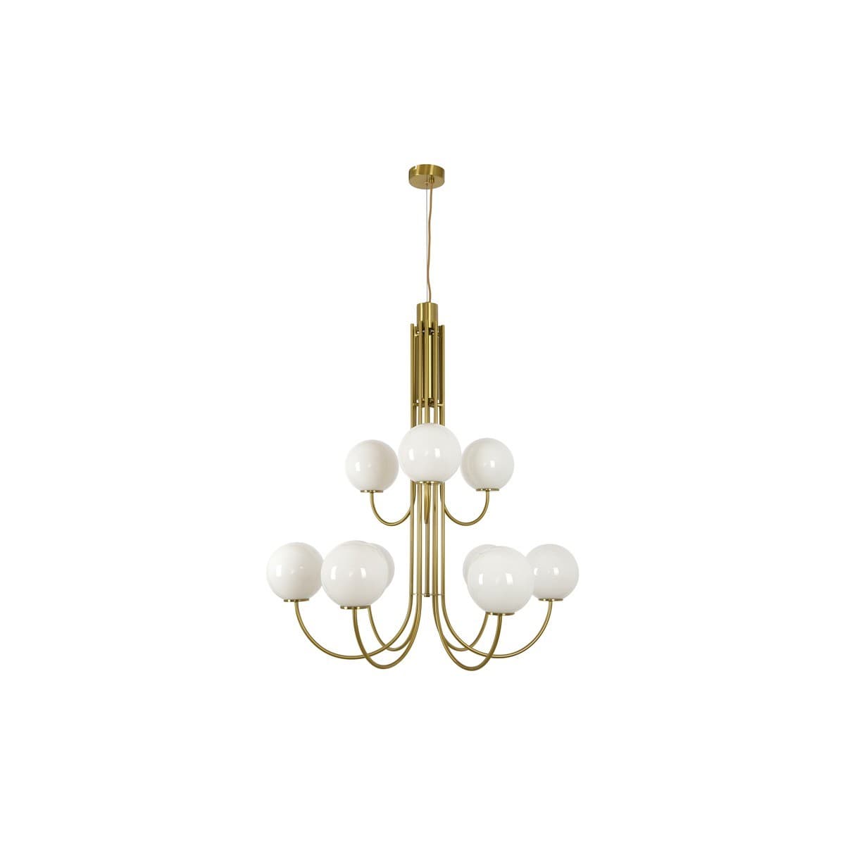 Bellini 9 Light Pendant in Aged Brass with Gloss Opal Glass-img-1