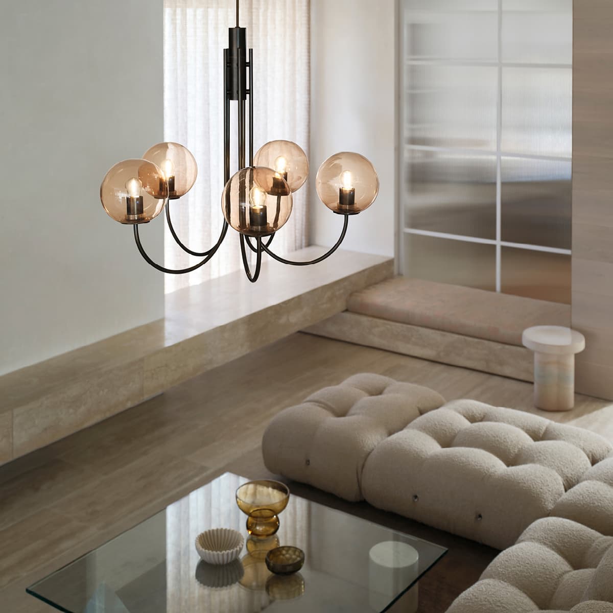 Bellini 5 Light Pendant in Bronze with Sepia Glass-img-2