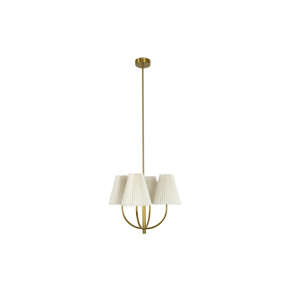 Hoxton 4 Light Pendant in Aged Brass with Pleated White Linen