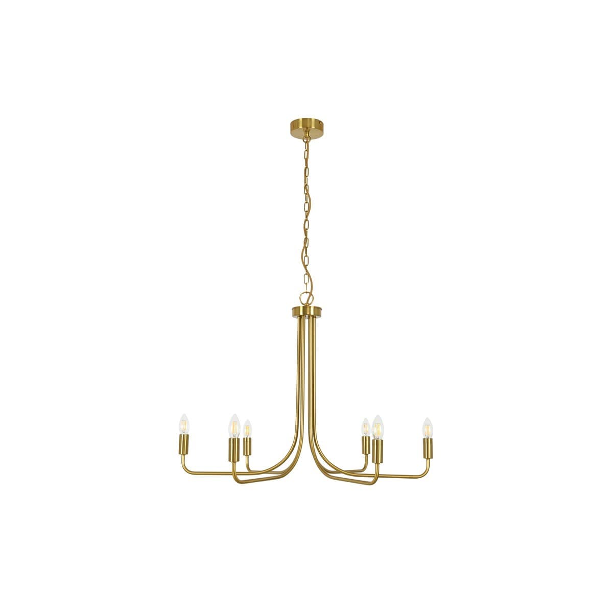 Alana 6 Light Pendant in Brass with White Linen Shade-img-2