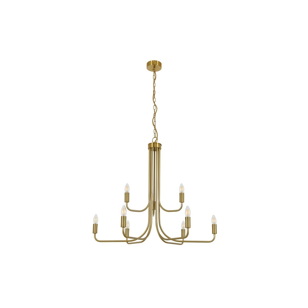 Alana 9 Light Pendant in Brass with White Linen Shade-img-2