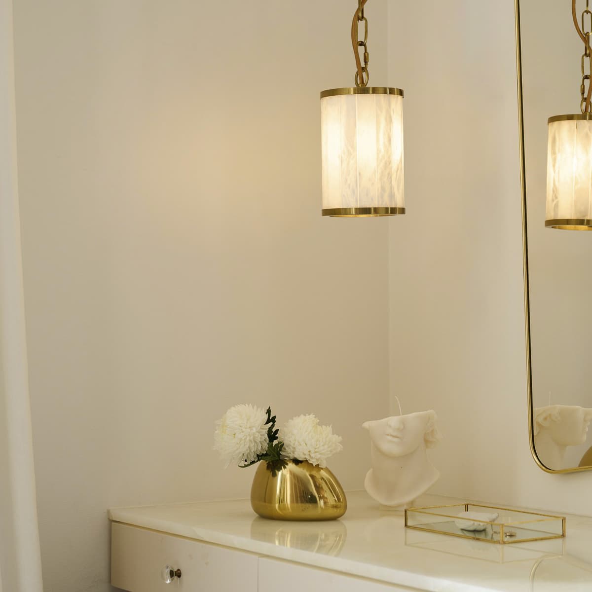 Made by Mayfair Ariana 1 Light Pendant in Aged Brass with Spanish Alabaster-img-2
