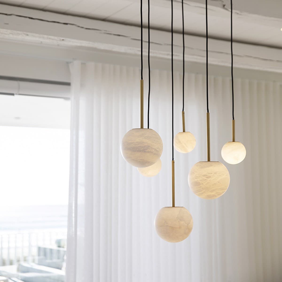 Made By Mayfair Lucent 1 Light 100mm Pendant in Solid Brass with Spanish Alabaster-img-3