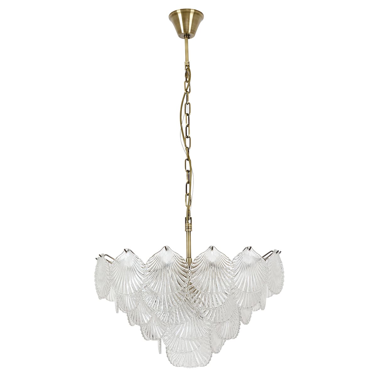 Adele 8 Light Pendant or Close-To-Ceiling Fitting in Antique Brass with Clear Glass-img-1