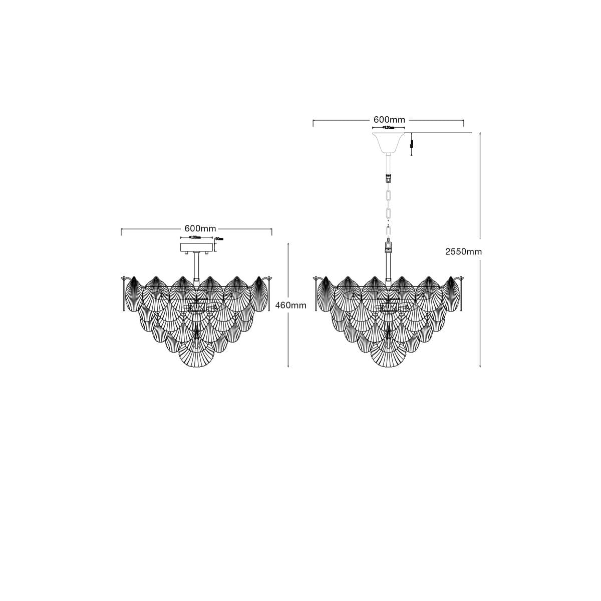 Adele 8 Light Pendant or Close-To-Ceiling Fitting in Antique Brass with Clear Glass-img-3
