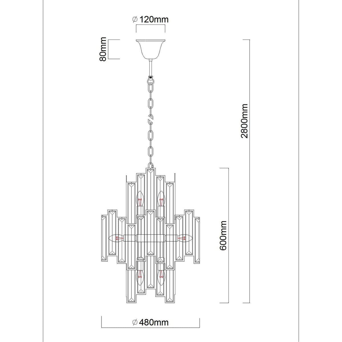 Empire 10 Light Crystal Chandelier in Black