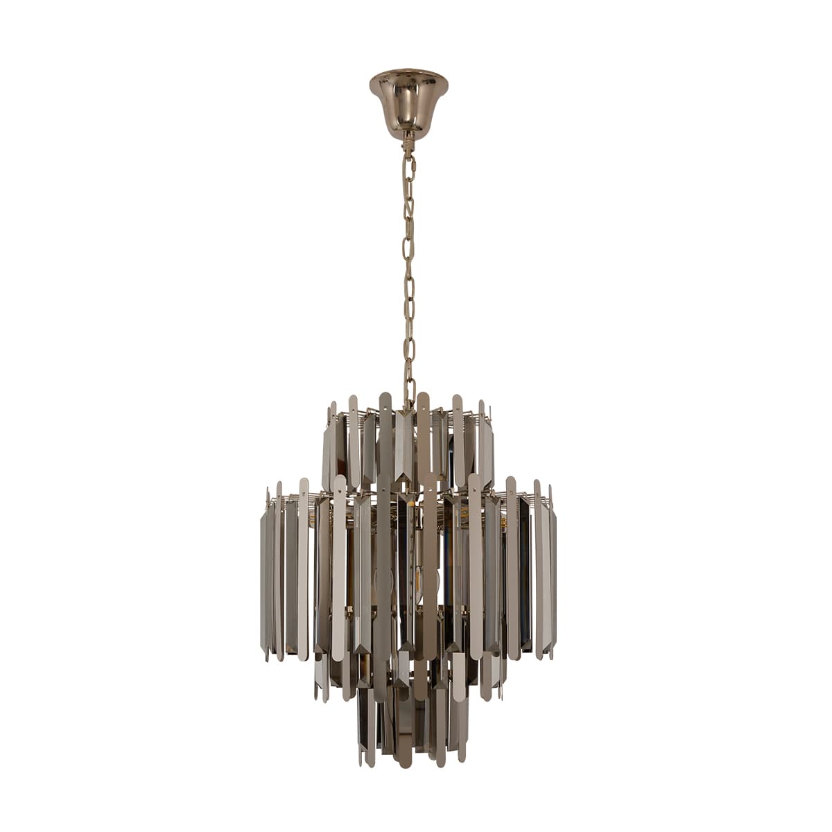 Muse 9 Light Chandelier or Close-To-Ceiling Fitting in Polished Nickel with Smoke Glass-img-1