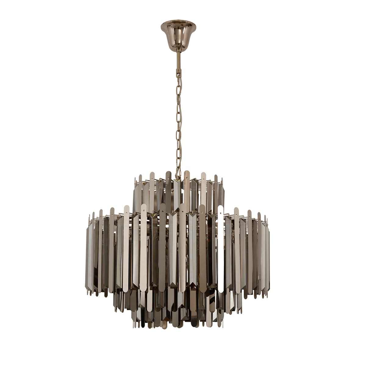 Muse 12 Light Chandelier or Close-To-Ceiling Fitting in Polished Nickel with Smoke Glass-img-1