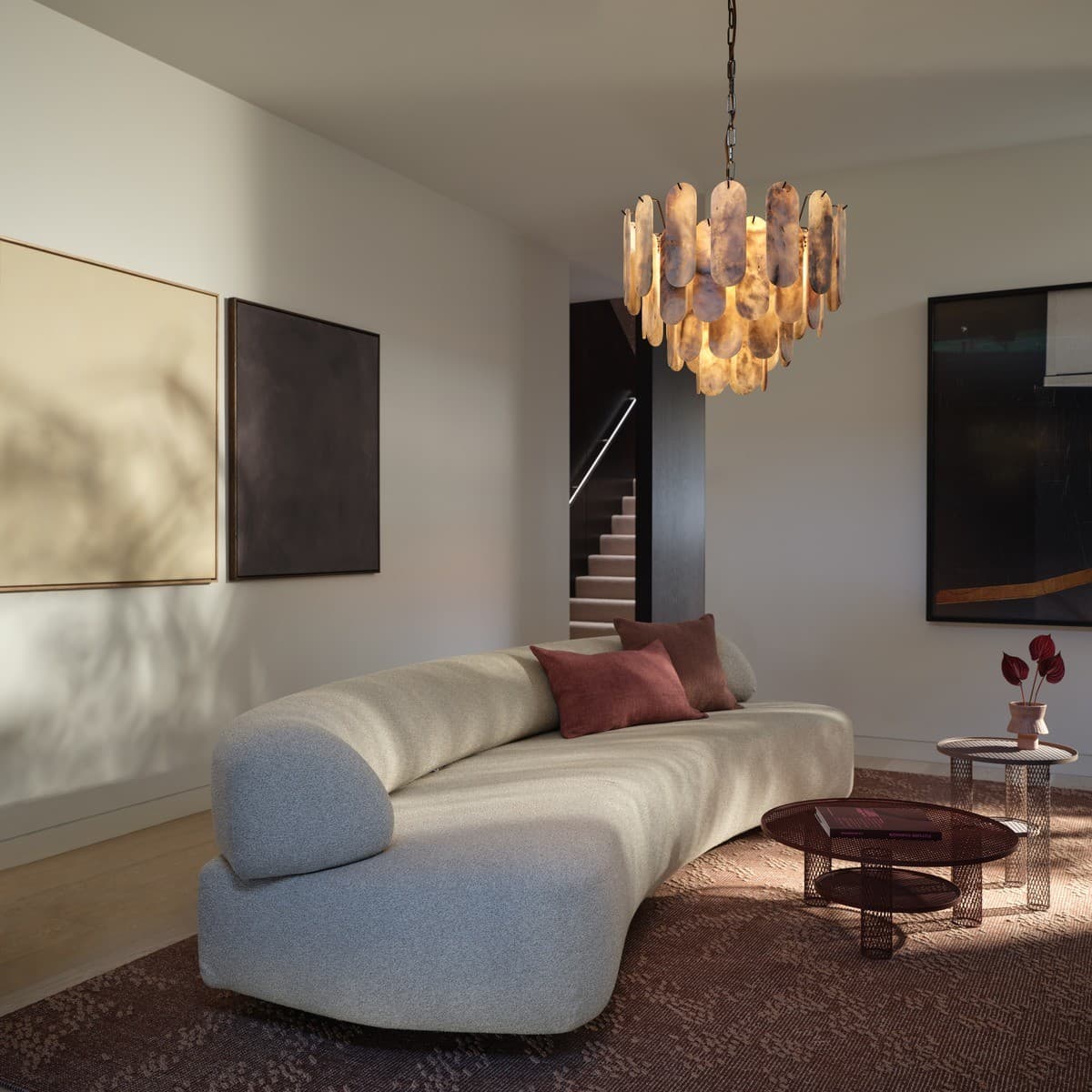 Made by Mayfair Vinci 12 Light Chandelier Pendant or Close-To-Ceiling Fitting in Bronze with Hazel Alabaster-img-5