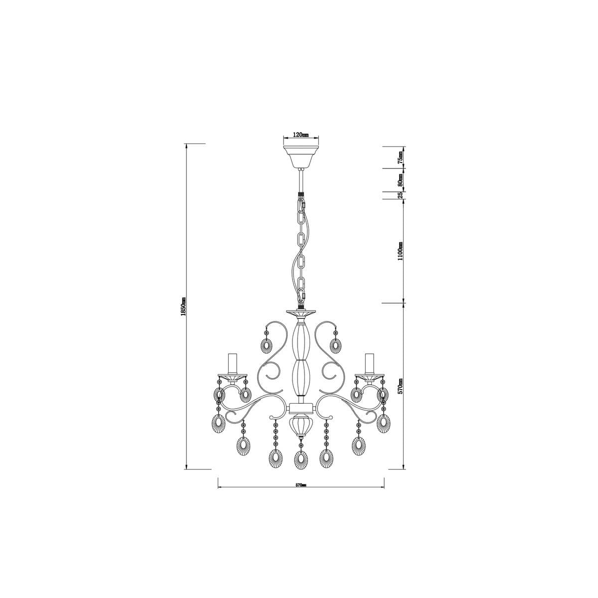 Madeleine 6 Light Egyptian Crystal Chandelier in Chrome-img-2
