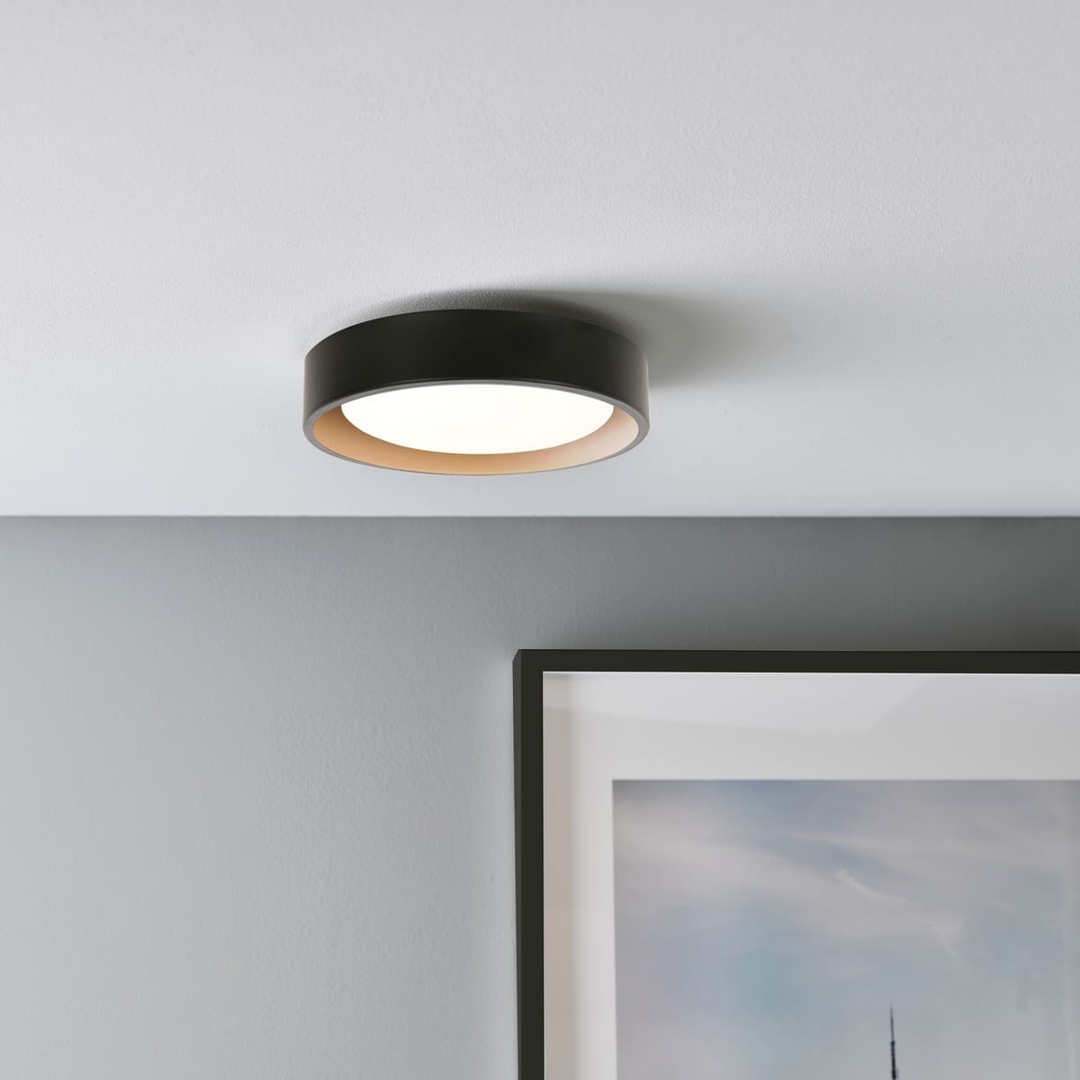 Uno 250mm 1 Light Flush Mount in Black