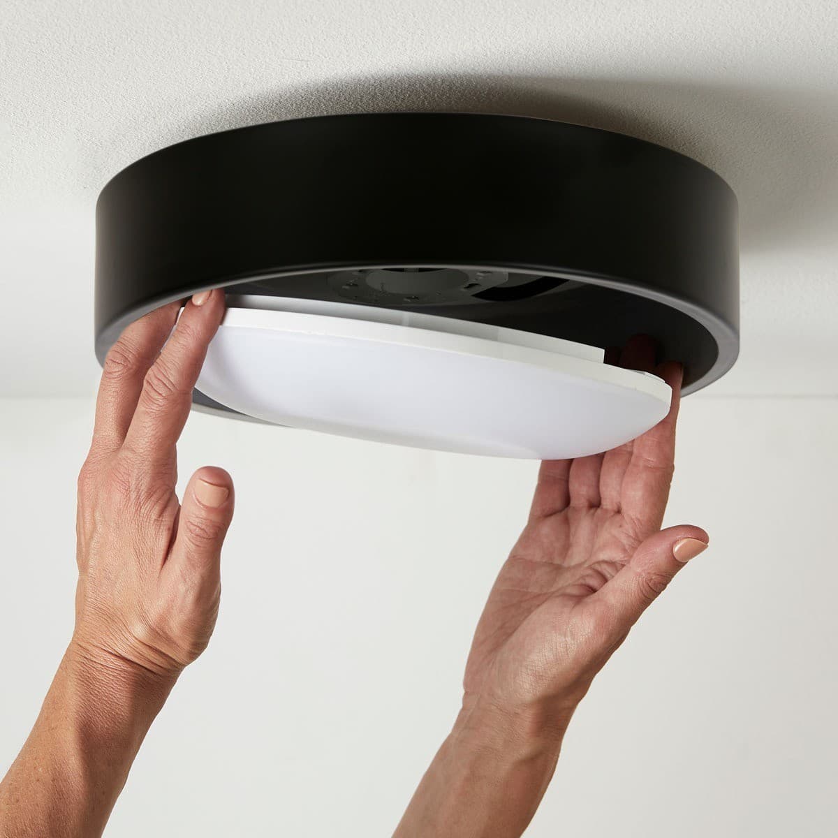 Uno 250mm 1 Light Flush Mount in Black