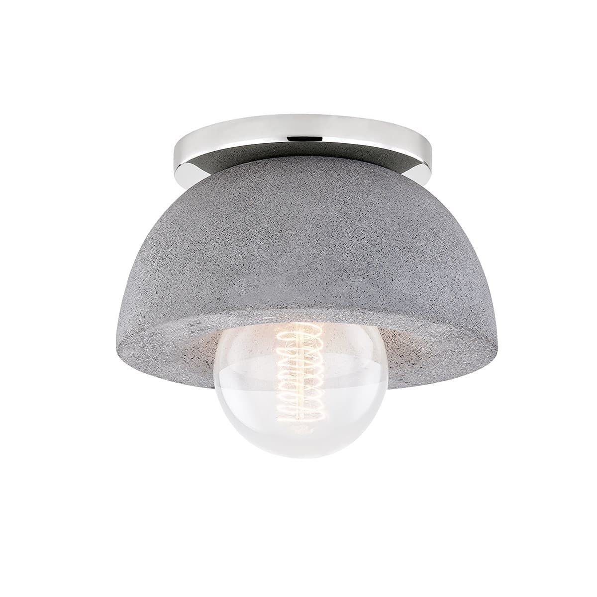 Charlie 1 Light Concrete Flush in Polished Nickel