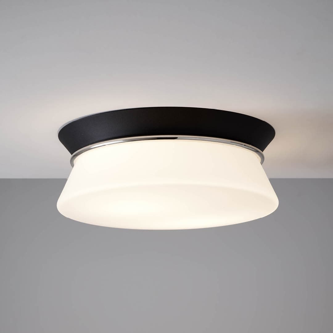 Lois 2 Light Ceiling Flush in Black, Polished Nickel & White