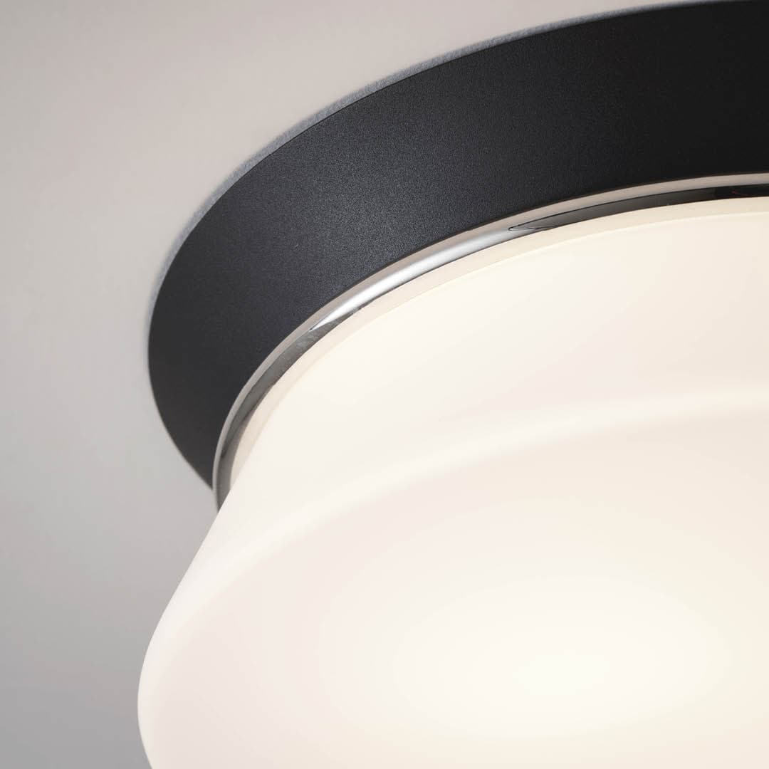 Lois 2 Light Ceiling Flush in Black, Polished Nickel & White