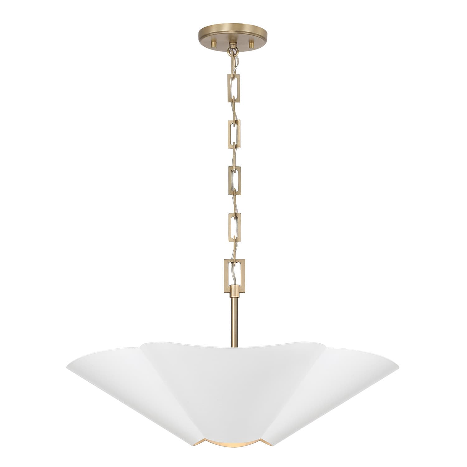 Botanical 4 Light Semi Flush - Large in Matte Brass & White