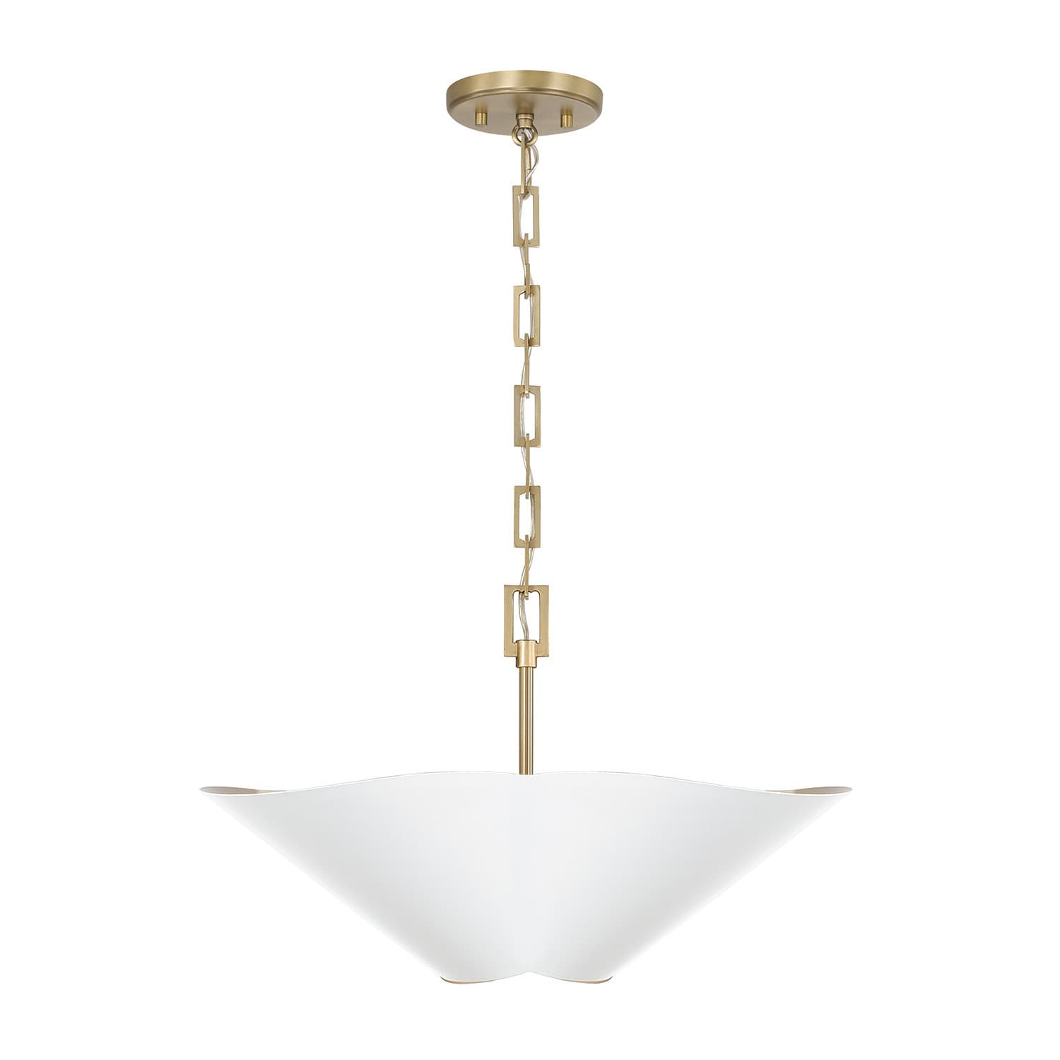 Botanical 4 Light Semi Flush - Large in Matte Brass & White