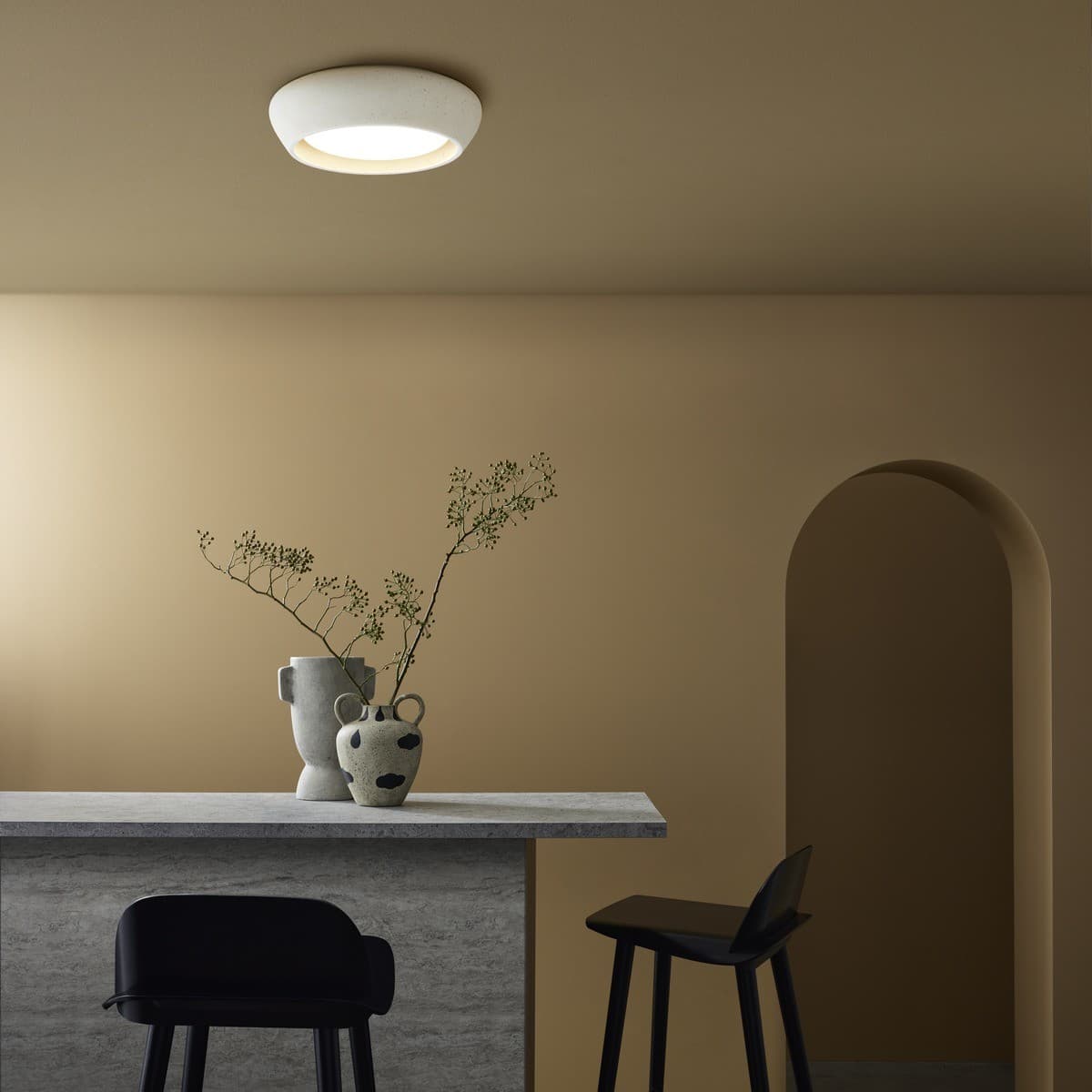 Fjord 1 Light Flush Mount in Stone