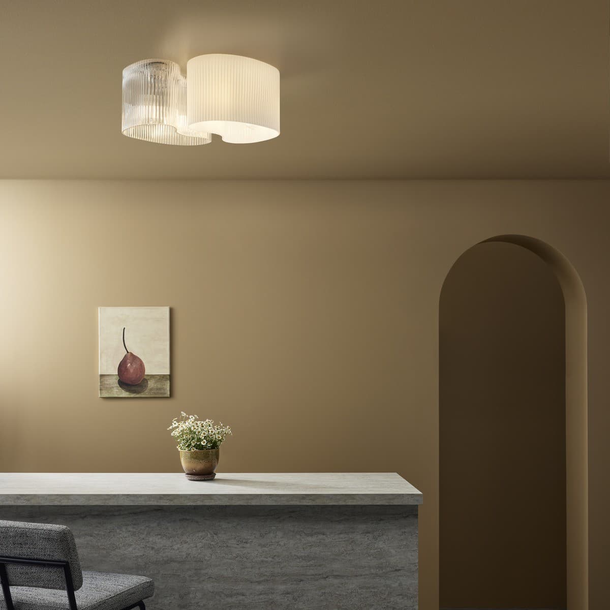 Aubrey 2 Light Flush Mount in Chrome with Clear Ribbed Glass-img-2