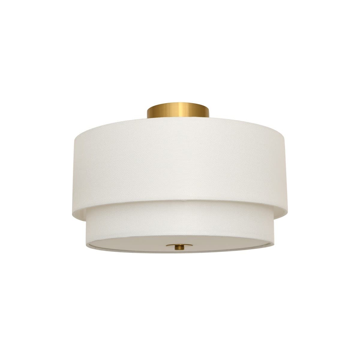 Elle Double 3 Light Close to Ceiling Drum in White with Brass Details-img-1