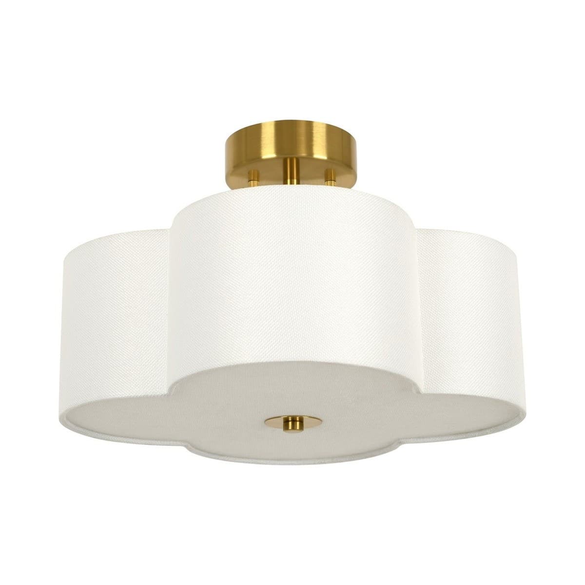 Motif 4 Light 400mm Drum Ceiling Pendant in White and Aged Brass-img-1