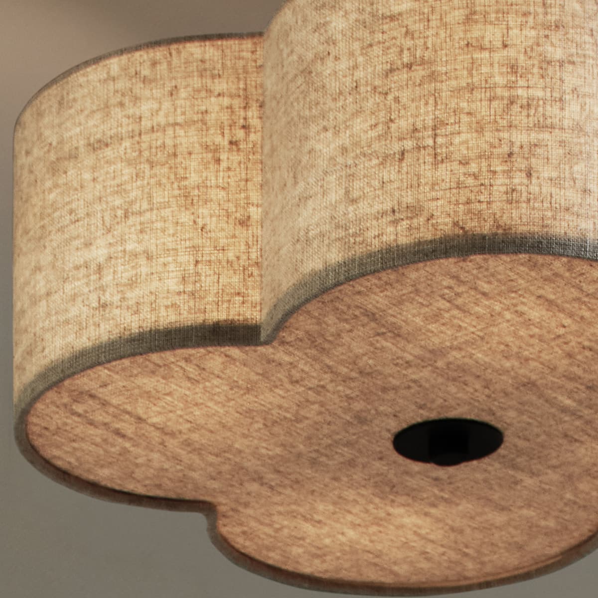 Motif 4 Light 400mm Drum Ceiling Pendant in Natural and Bronze