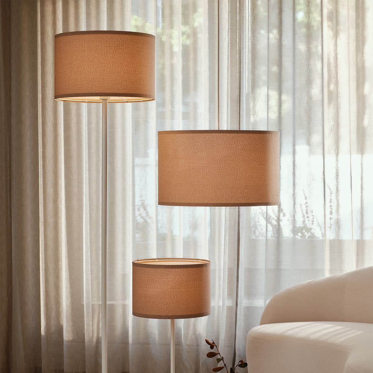 Sofia 300mm Tan Linen Drum Shade Fabric Only-img-3