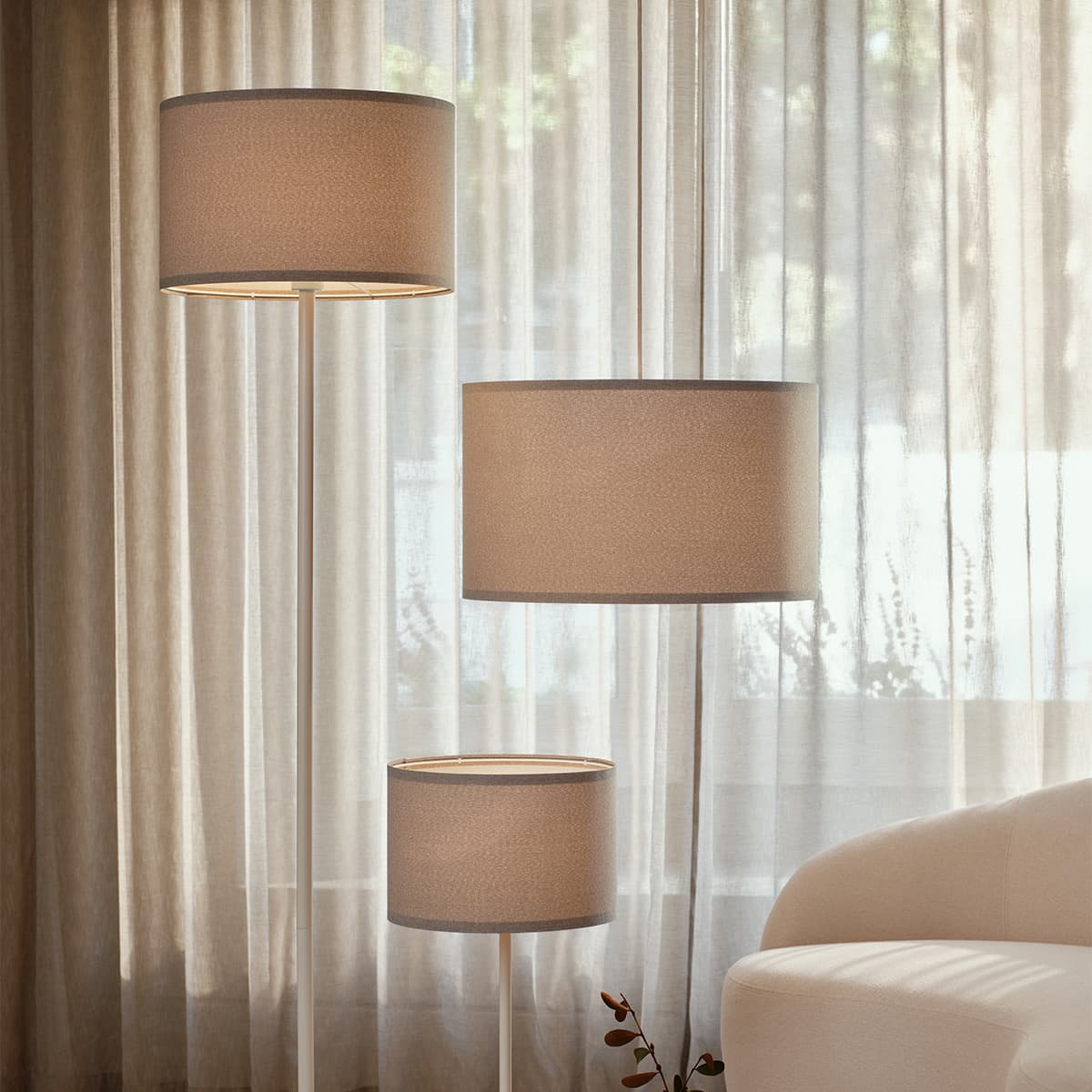 Sofia 400mm Grey Linen Drum Shade Fabric Only-img-2