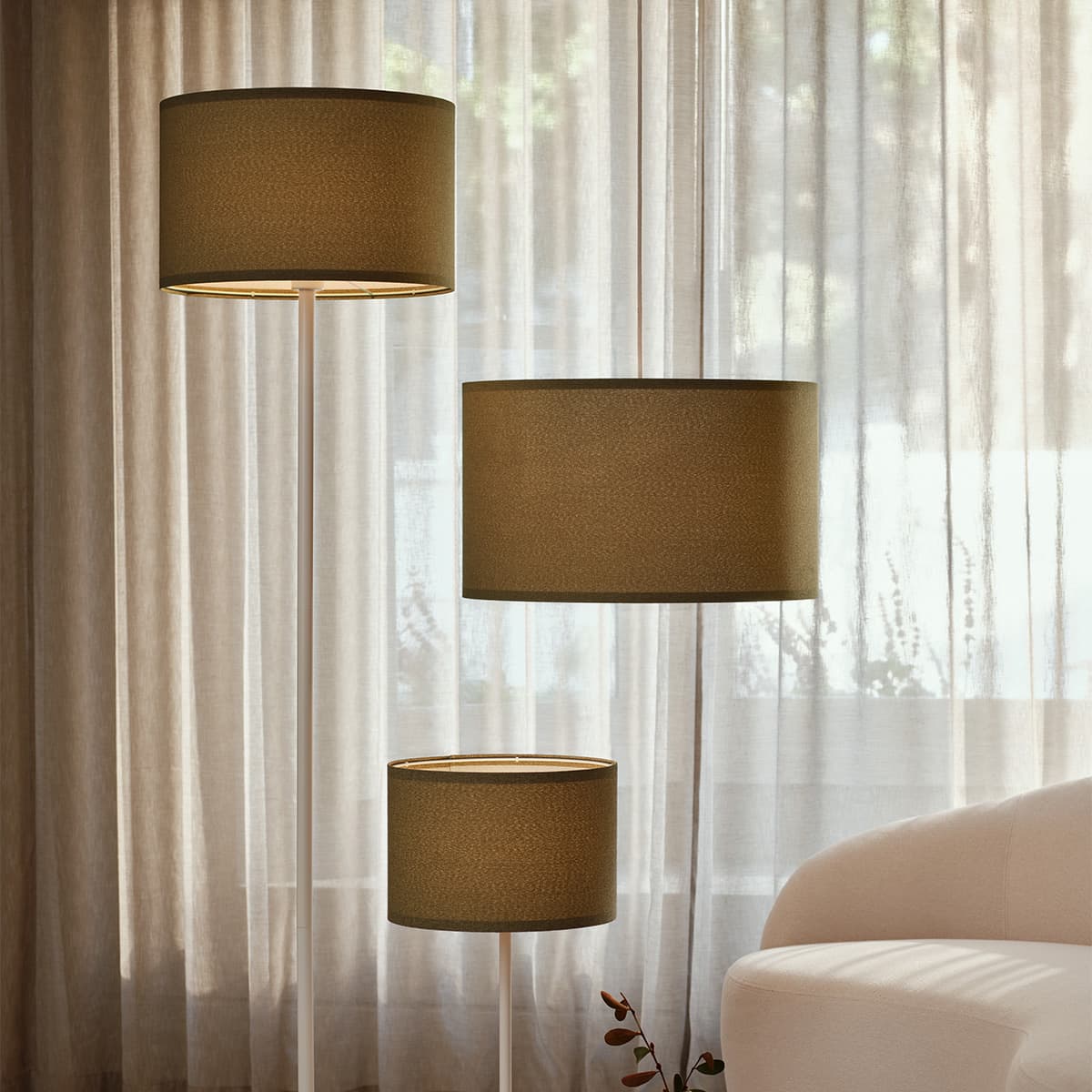 Sofia 400mm Moss Green Linen Drum Shade Fabric Only-img-2
