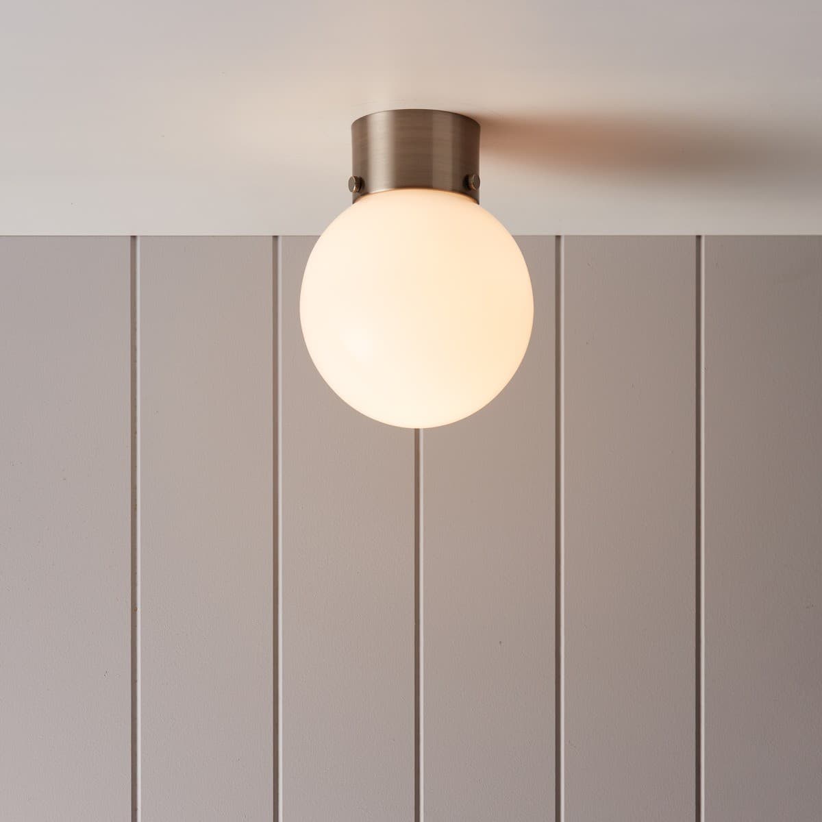 Orb 6 inch 1 Light DIY Batten Fix in Brushed Chrome/Opal