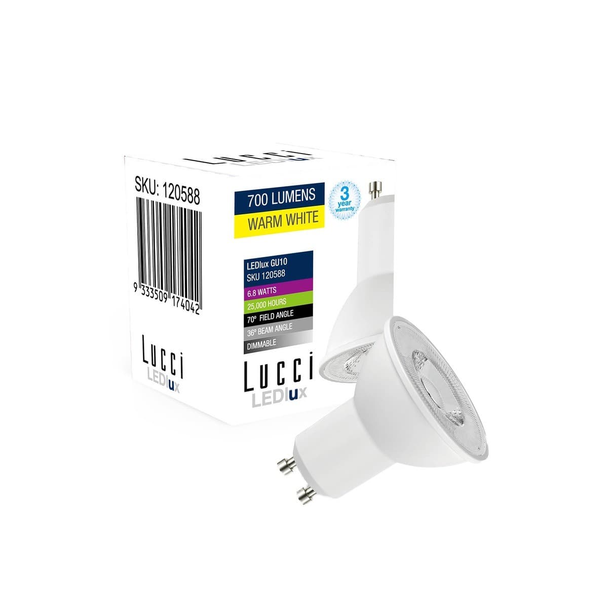 Lucci 6.8W GU10 Globe in Warm White-img-2