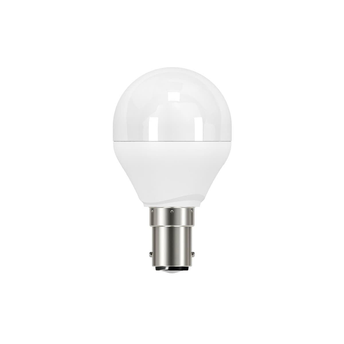 GE 5.6W Lustre LED Frosted SBC Dimmable Fancy Round Globe in Warm White-img-1