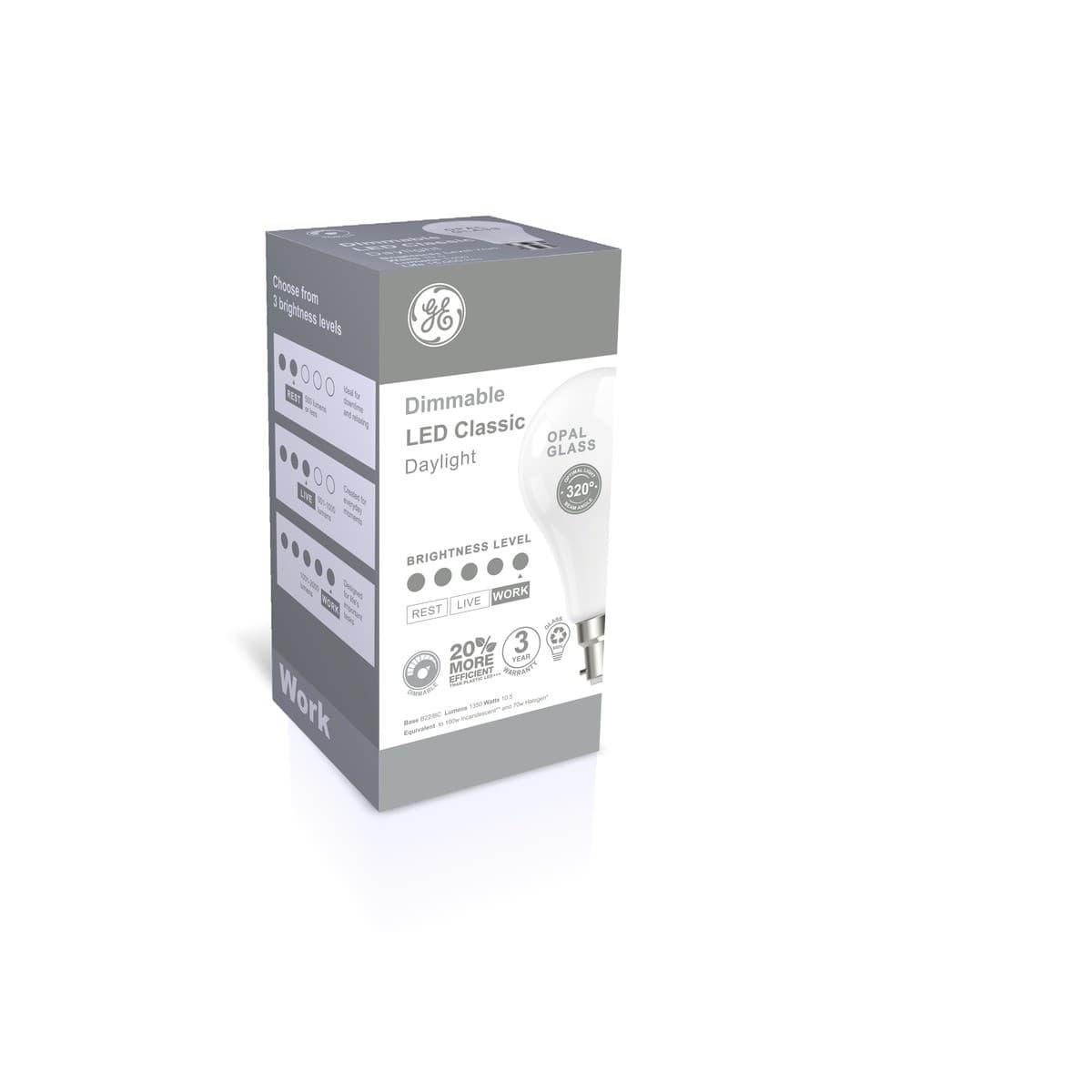 GE 10.5W Glass Opal BC LED GLS Dimmable Globe in Day Light-img-2